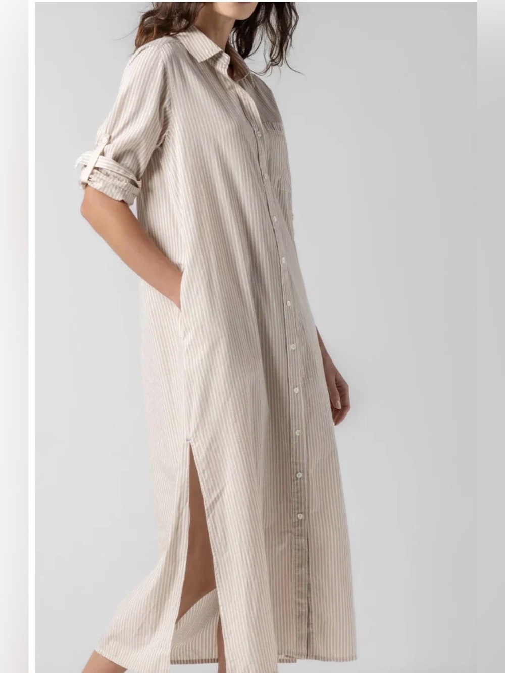 Anthropologie Lilla P Cotton Shirt Maxi Dress, Size Small